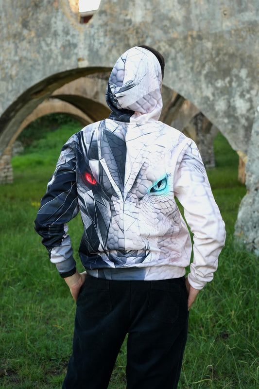 Unisex fantasy RPG hoodie featuring dragon-inspired artwork
Cozy fleece gamer hoodie with ice/fire motif – Thirion collection
Urban dragon hoodie for RPG fans – Final Fantasy style design
Dragon eye hoodie in blue and white colorway – gamer fashion piece