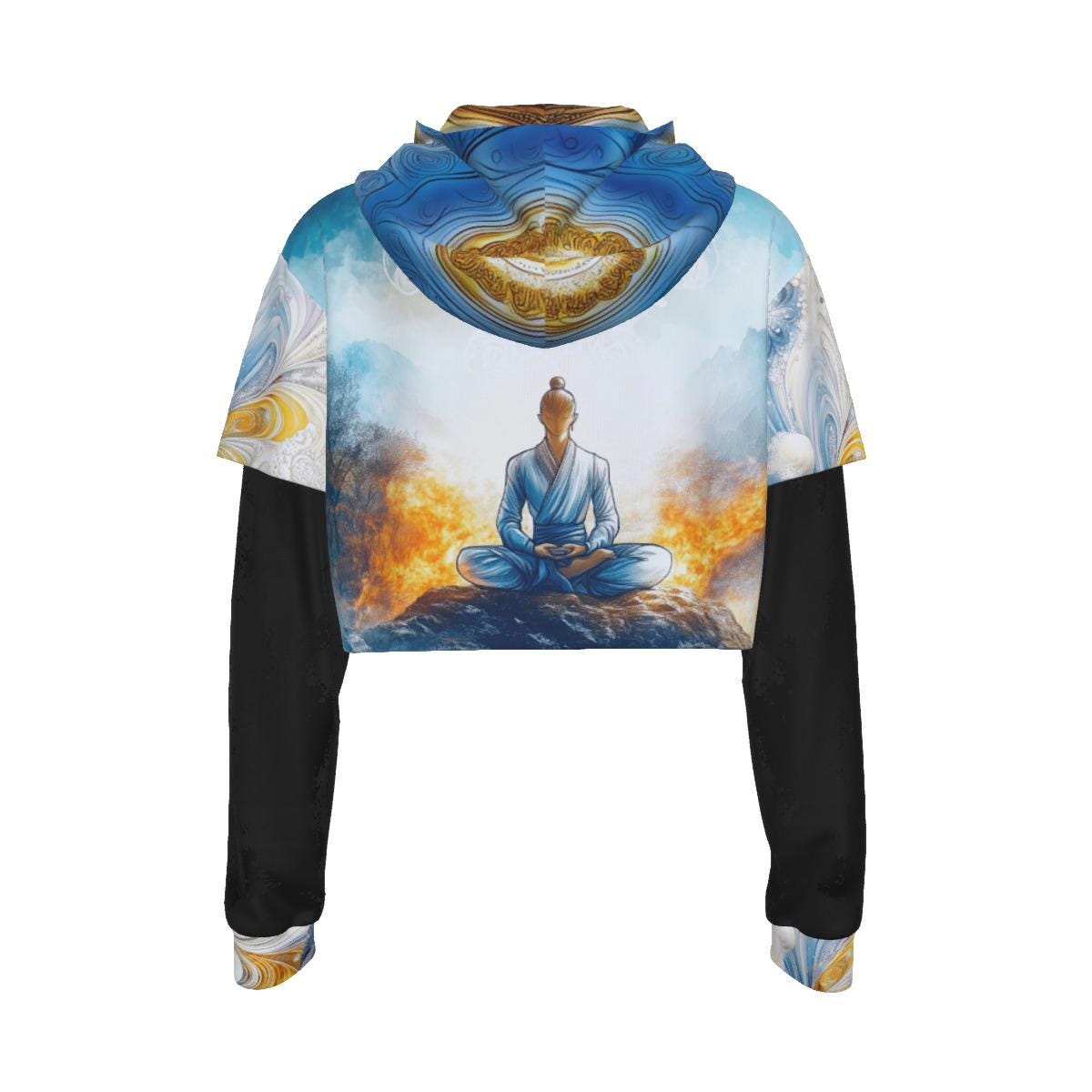 Arcane Flow Anime Hoodie | Mesh Sleeve Cropped Top | Tactical Warrior Streetwear for Gamers & Cosplayers