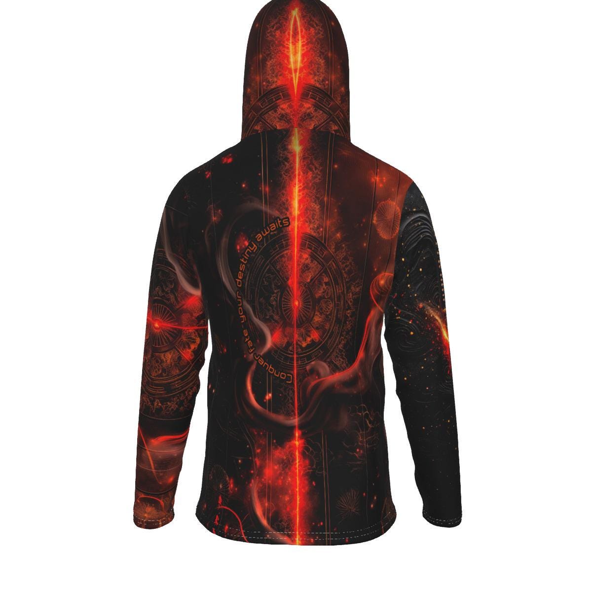 Back view of Ninja Warrior Gaming Hoodie with integrated mask and fleece lining.