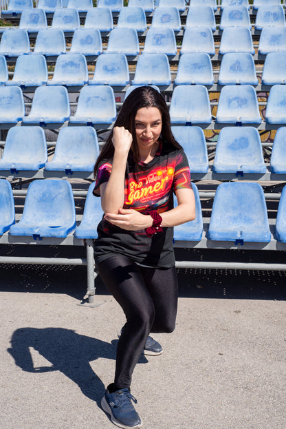 Eco-friendly gaming tee with 60s 70s retro vibe