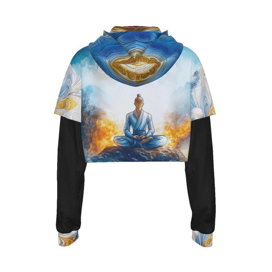 Arcane Flow Anime Hoodie | Mesh Sleeve Cropped Top | Japanese Warrior Aesthetic Streetwear